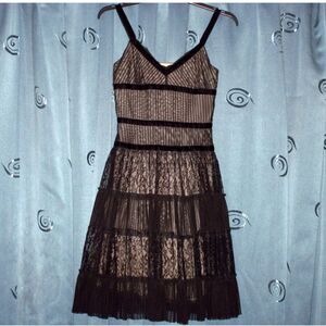 'Eliza J New York' Black Sheer Lace Mesh Midi Dress Sz 6